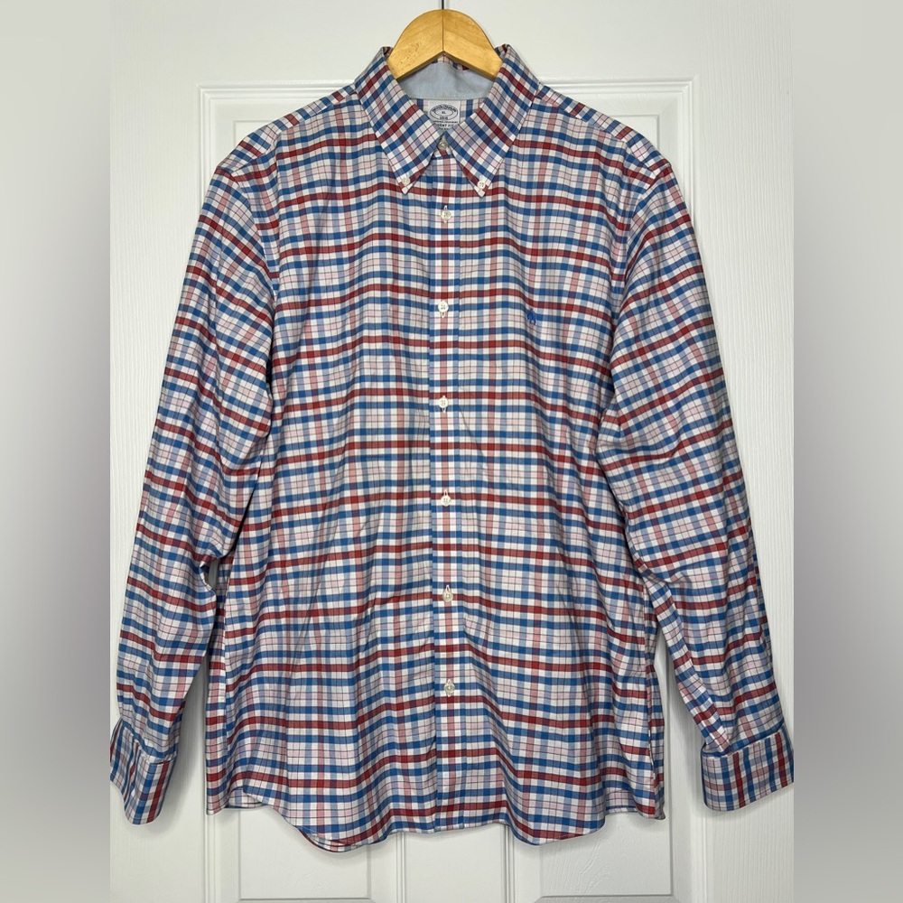 Brooks Brothers Regent Fit Plaid Shirt XL | Non-Iron Cotton | Business Casual